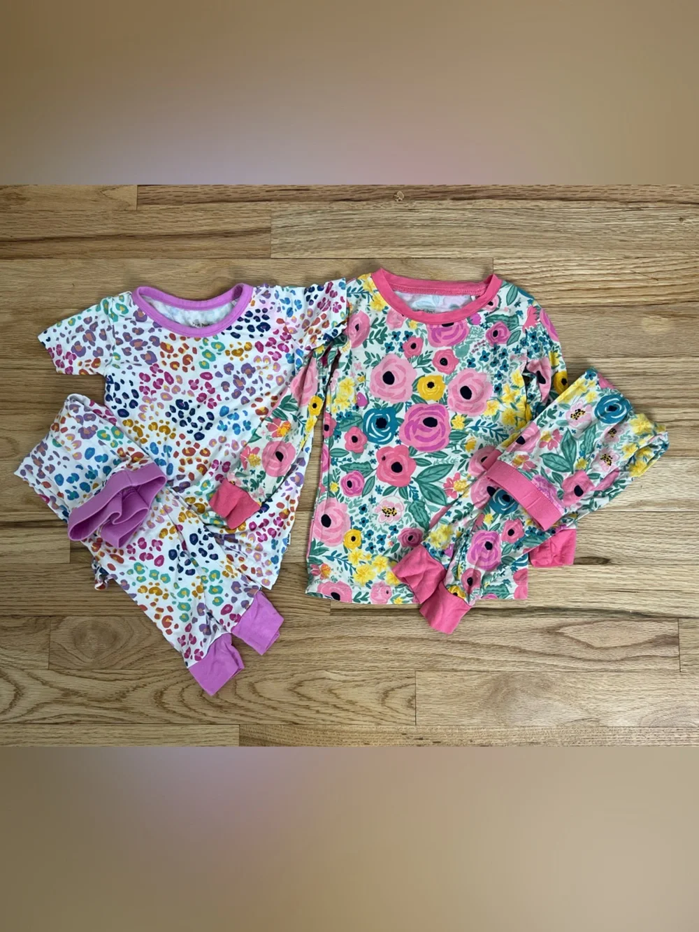 Little Sleepies Pink Floral & Multicolor Leopard 2-Pack Pajama Set size 18-24 mo